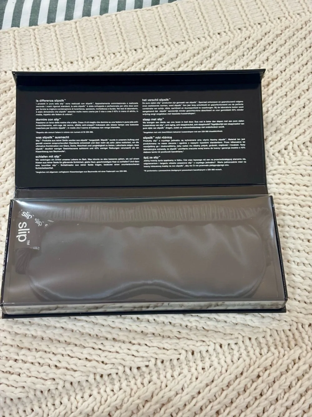 NWT Slip Pure Silk Sleep Mask Black NIB Luxury Beauty Sleep Eye Mask OS unisex